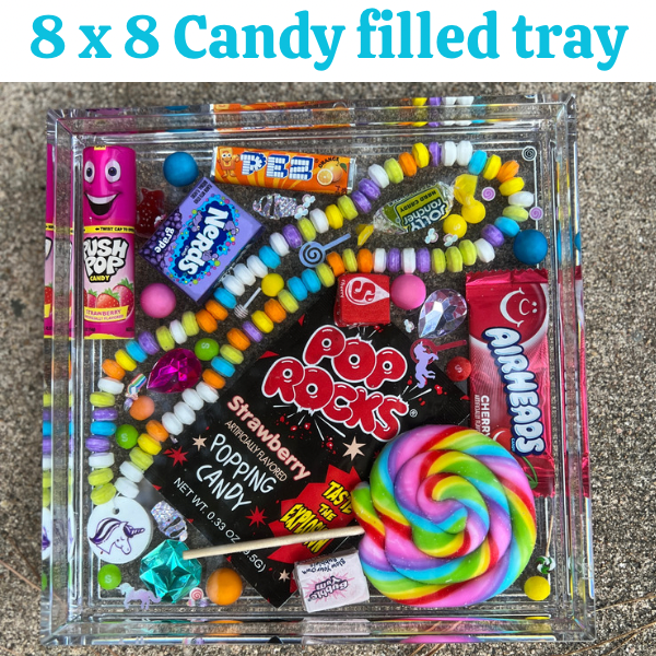 Candy filled Acrylic Tray 8 x 8