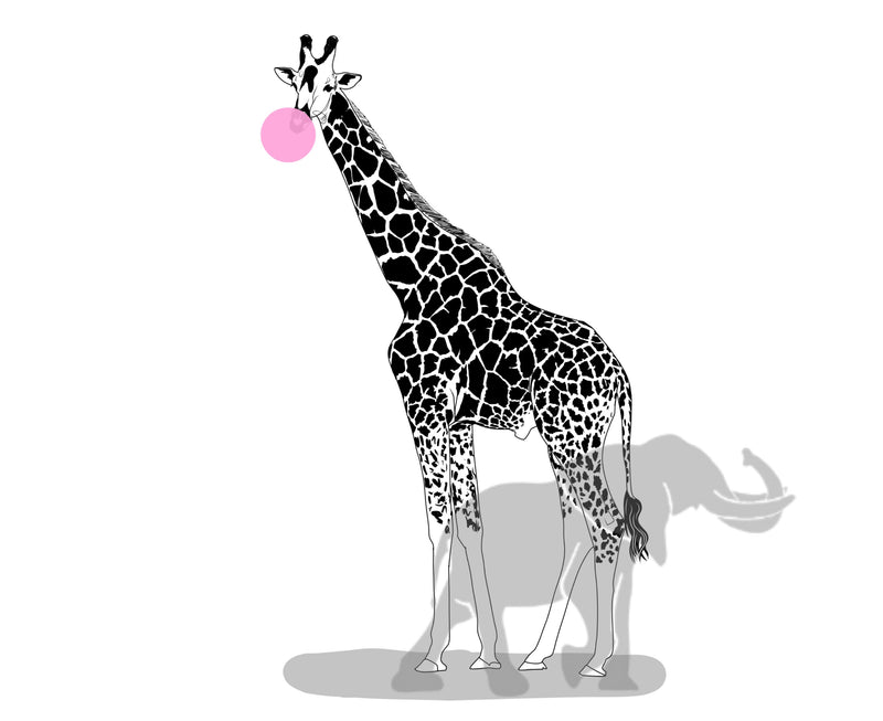 Giraffe with Bubblegum PNG