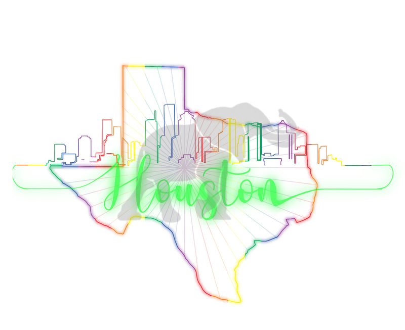 Rainbow Skyline Houston, Texas PNG