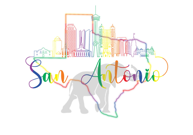 San Antonio Rainbow Skyline PNG