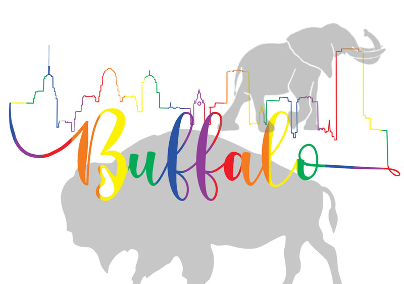 Buffalo, New York colorful skyline with Buffalo