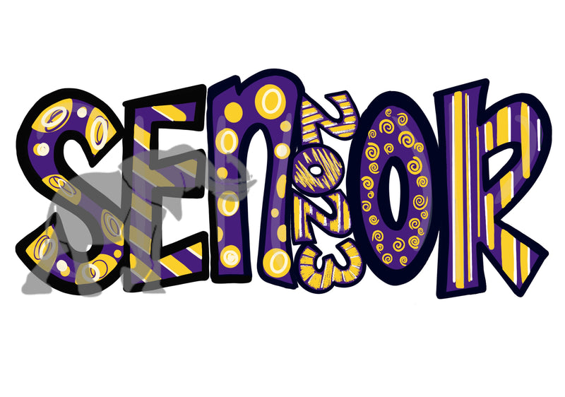 SENIOR 2023 purple yellow PNG